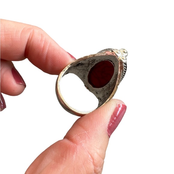 Vintage Long Red Oval Solitaire Stone - Picture 7 of 7